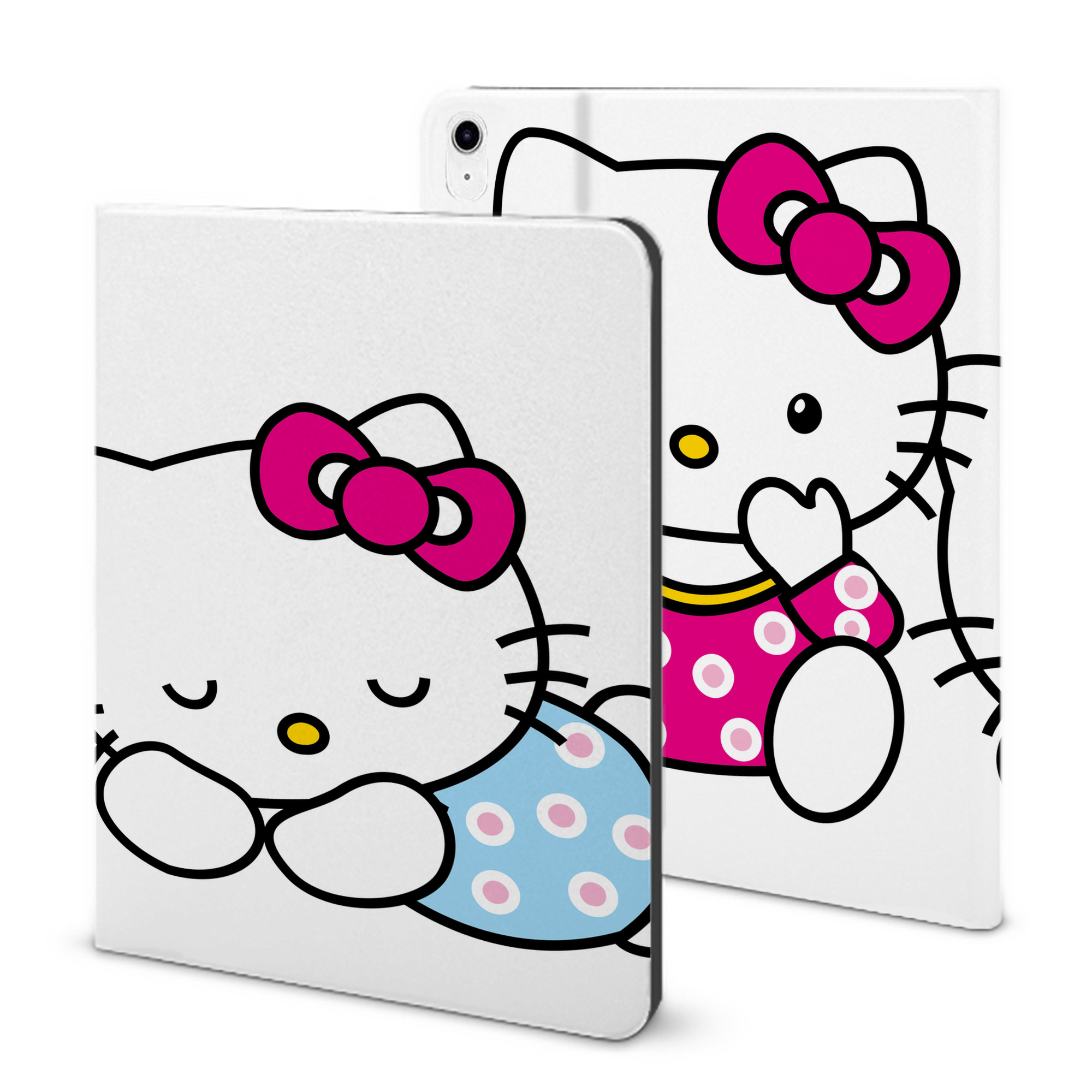 （画像用） Hello Kitty ハローキティ IPad ケース ブック型 PUレザー TPU 耐衝撃 軽量 薄型 ペン収納なし 全面保護 IPad 各モデル対応